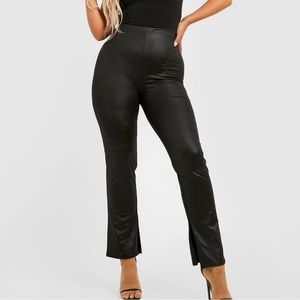 Boohoo Faux Leather Split Flare Leggings Pants